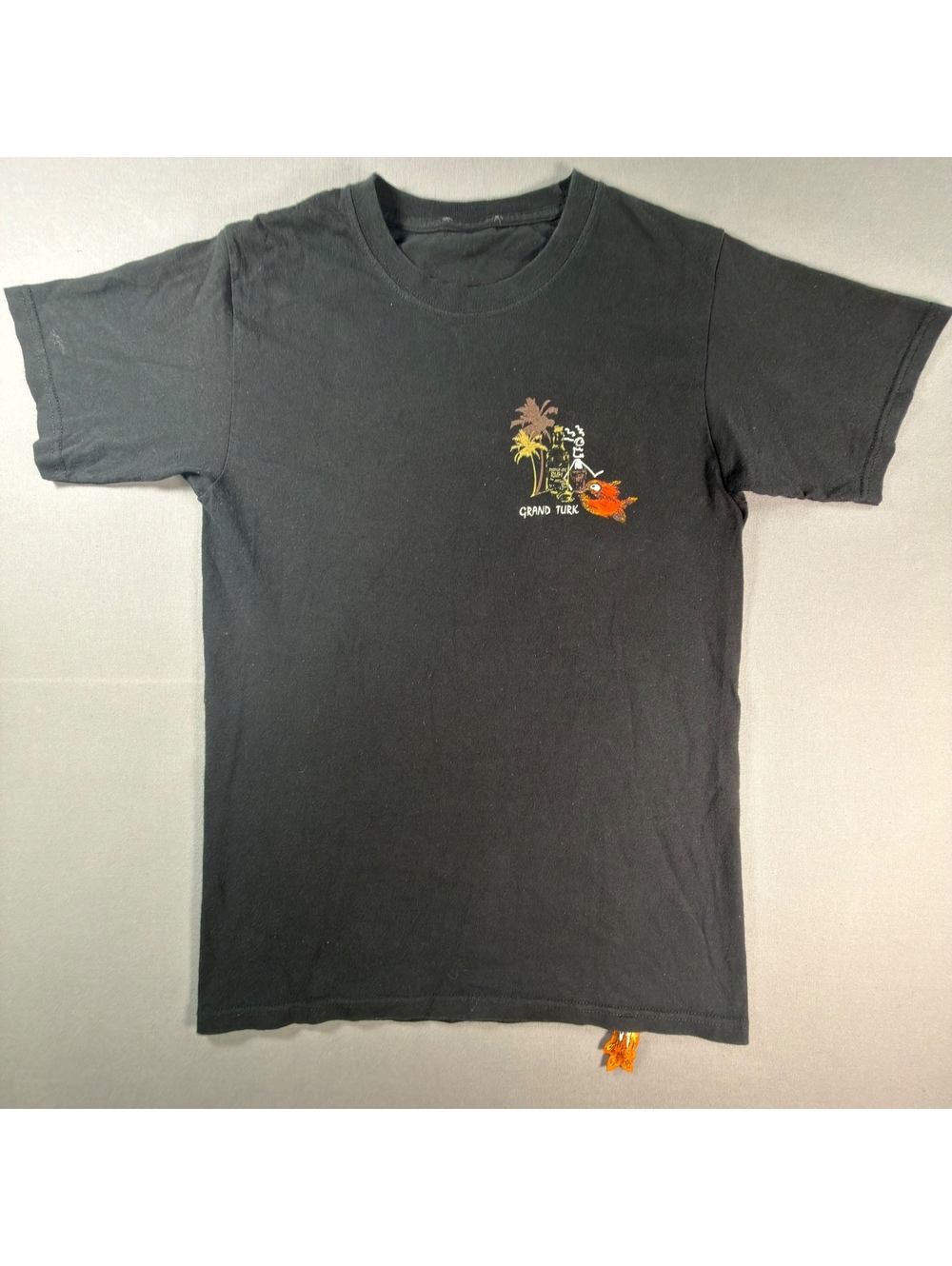 Pirana Joe Grand Turk Caribbean Souvenir T Shirt Black Graphic Tee Mens